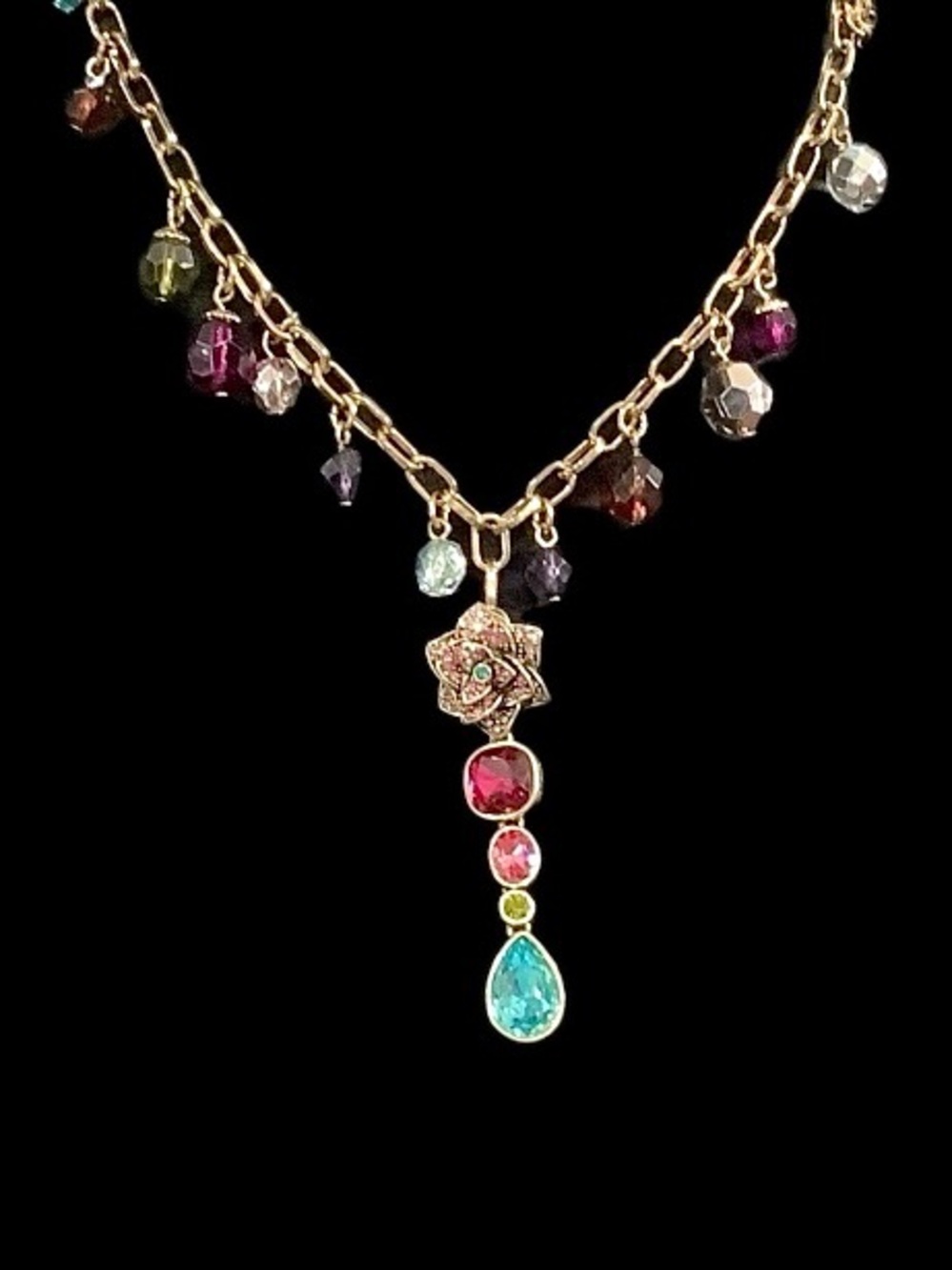 Heidi Daus Multicolor Crystal Drop Floral Pendant. NWOT . Statement piece! - Picture 4 of 7